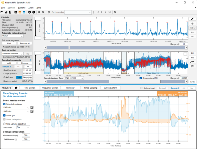 Kubios HRV Scientific analyzing 36h HRV data