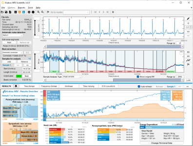 Kubios HRV Scientific CPET data analysis