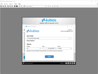 Kubios HRV Scientific Cloud Sync