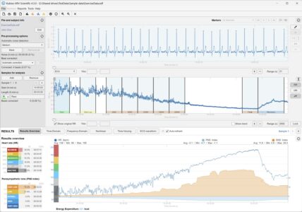Kubios HRV Scientific user interface (light theme)