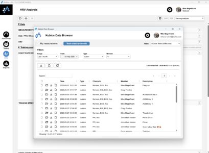 Kubios HRV Team Readiness - Importing data into HRV module